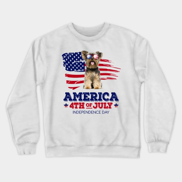 Yorkie Flag USA - America 4th Of July Independence Day Crewneck Sweatshirt by bunnierosoff21835